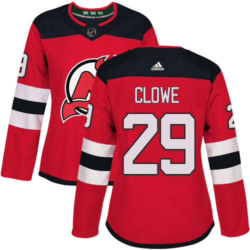 Adidas New Jersey Devils #29 Ryane Clowe Red Home Authentic Women Stitched NHL Jersey->women nhl jersey->Women Jersey